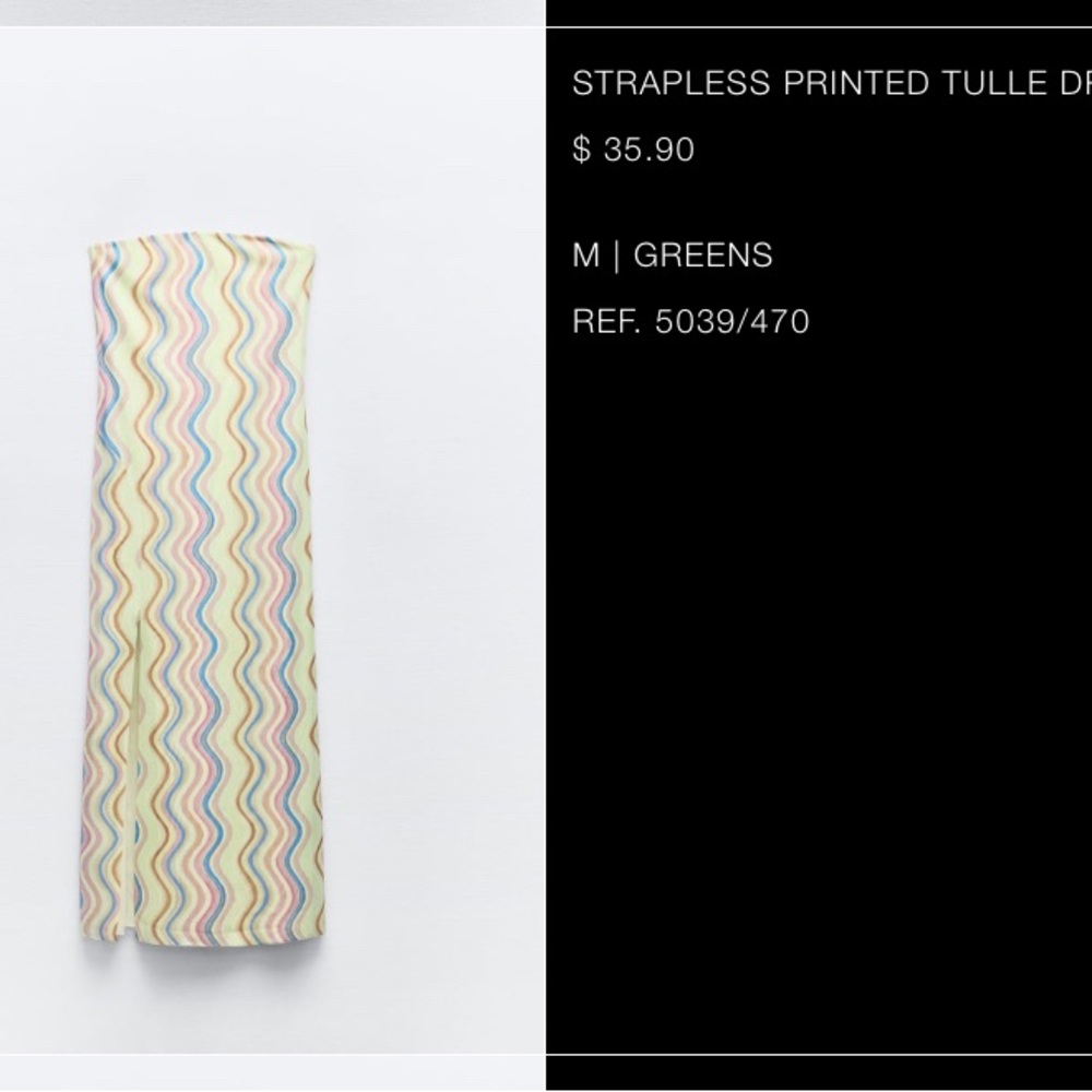 ZARA tulle multi color strapless dress